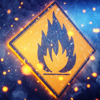 sign indicating fire