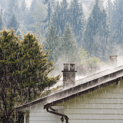roof undergoing downpour